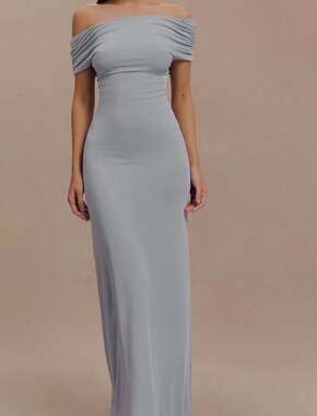 Meshki Alyn Off Shoulder Draped Maxi Dress - Pale Blue